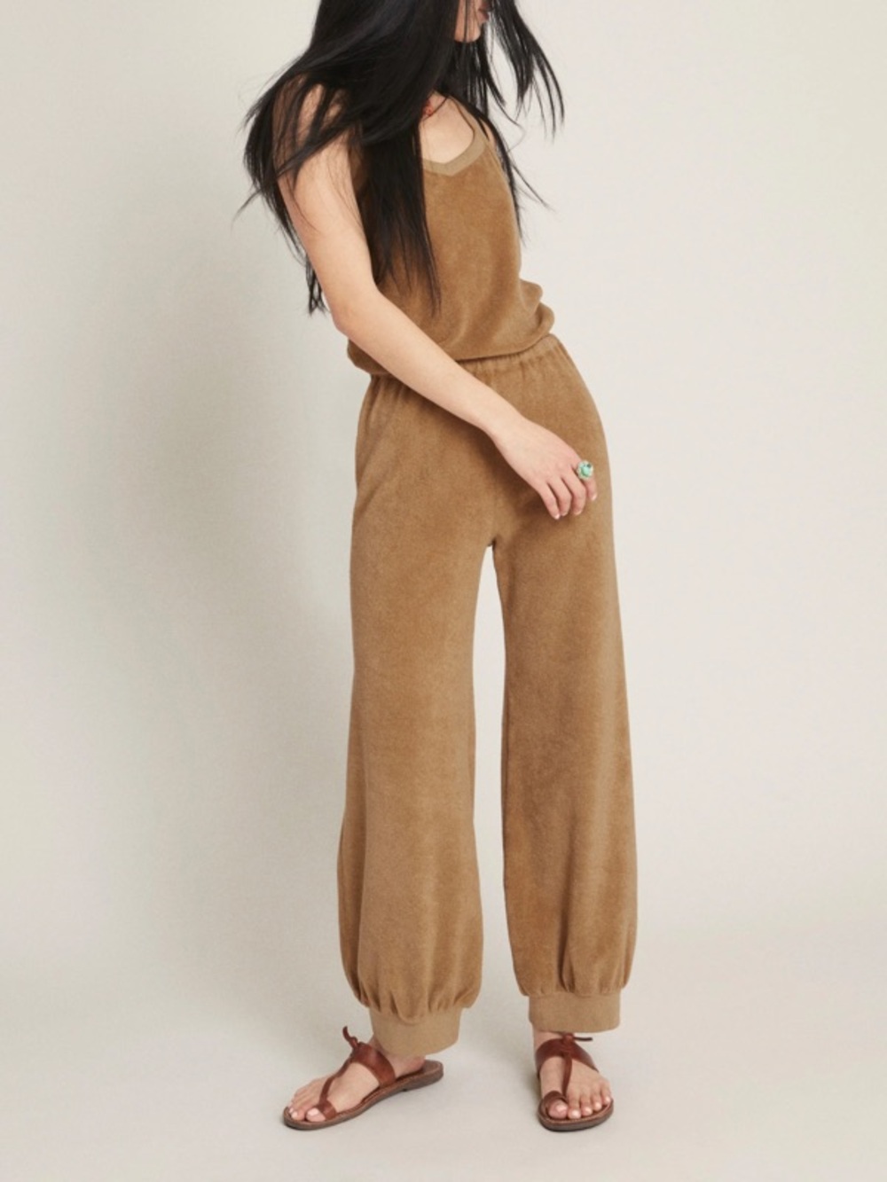 Suzie Kondi Giorgi Terry Tank Jumpsuit in Pecan